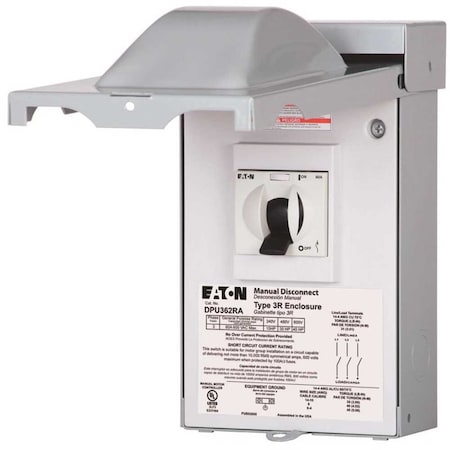 Eaton Safety Switch, Three Phase, NEMA 3R, Outdoor, Steel DPU362RA